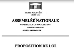 Affiche sur laquelle il est inscrit: Assemblée Nationale proposition de loi