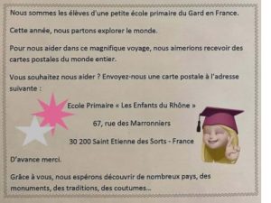 Demande en faveur des enfants d'une petite école primaire du Gard