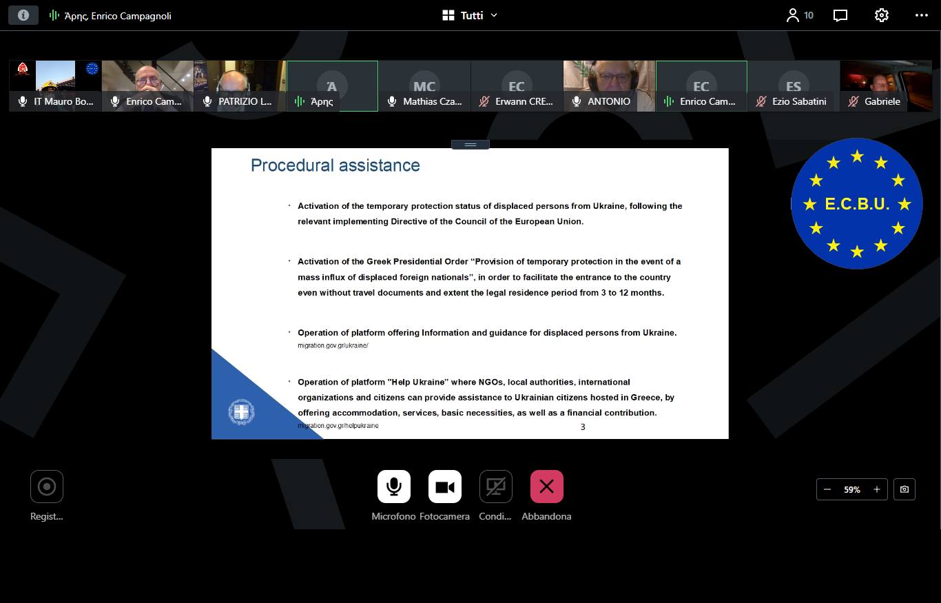 capture d'écran visioconférence sur la situation Ukrainienne par l'ECBU.