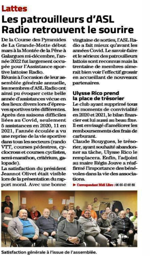 Les patrouilleurs d'ASL radio retrouvent le sourire Article du MIDI LIBRE