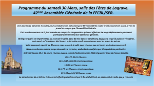 Programme 42éme Assemblée Générale de la FFCBL/SER